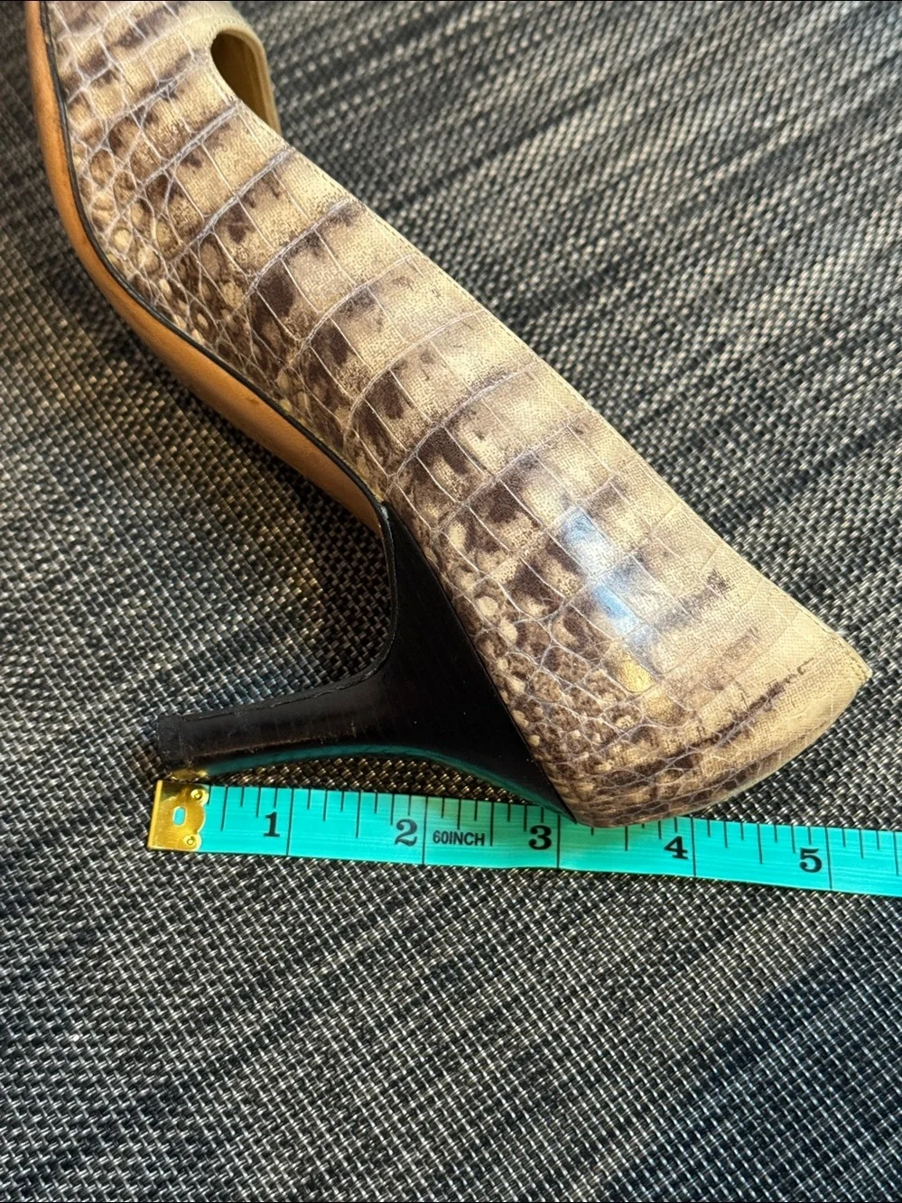 Embossed Leather Animal Print Pumps